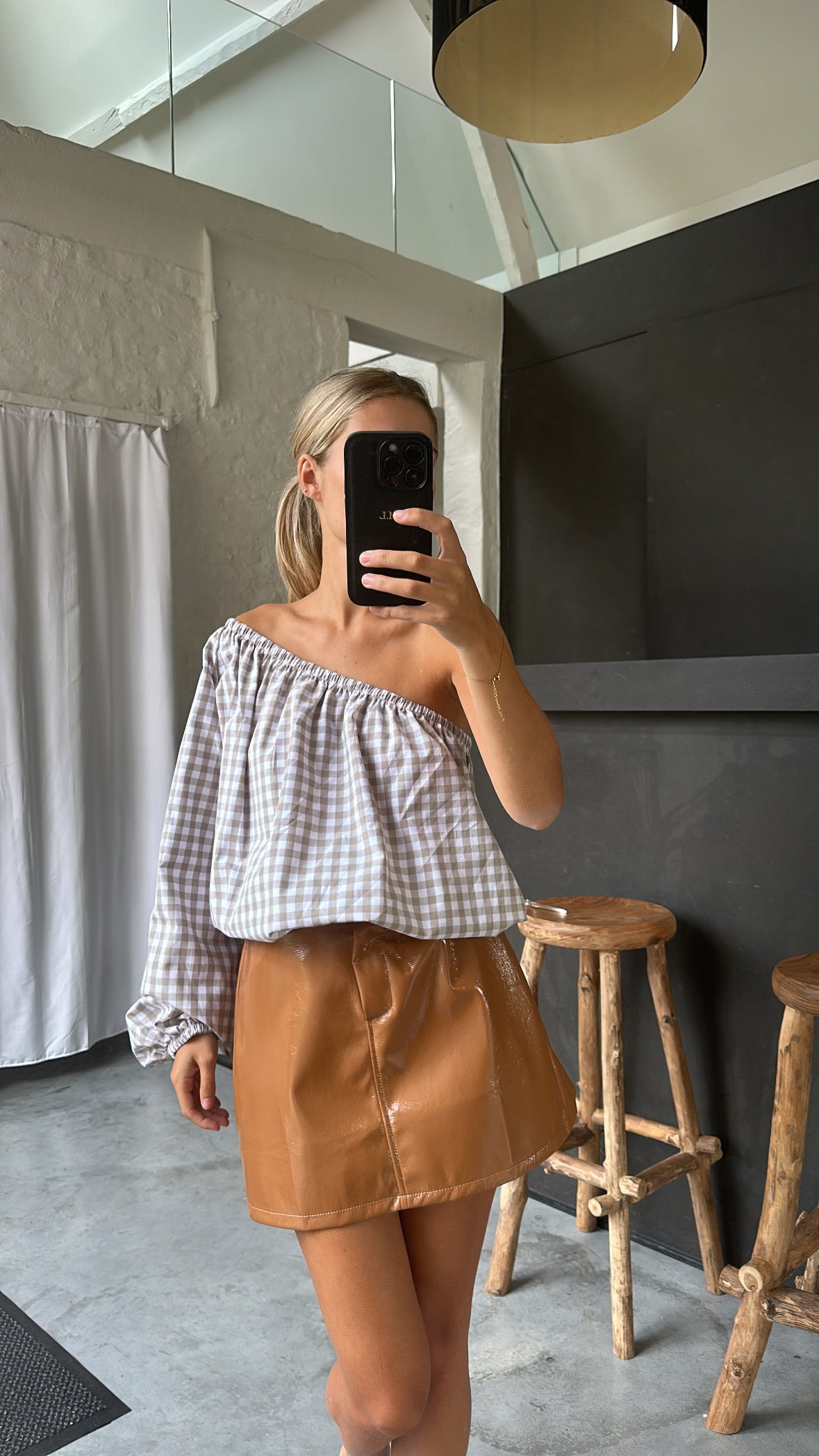 Off-shoulder blouse - beige