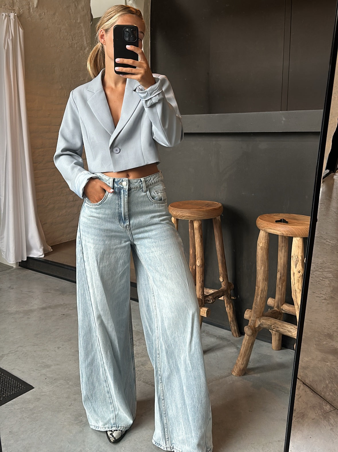Blazer top light blue