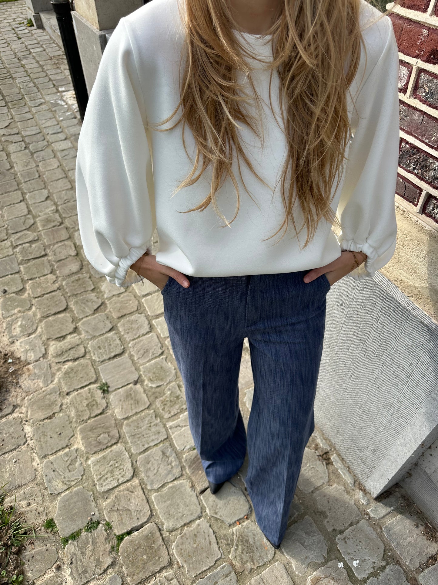 Dark blue jeans