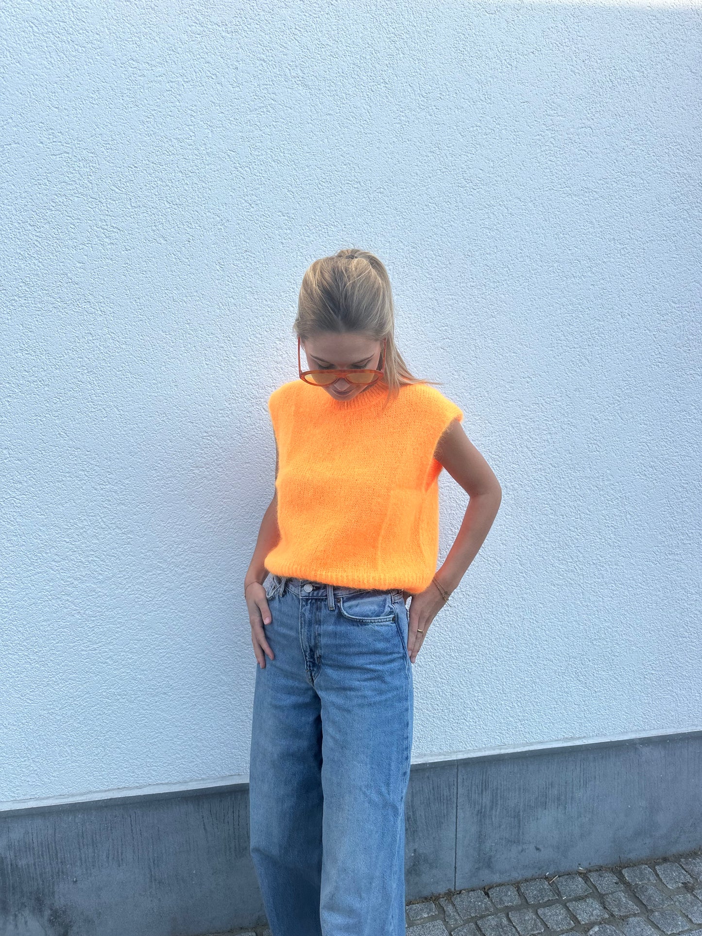 Sleeveless mohair sweater - Orange