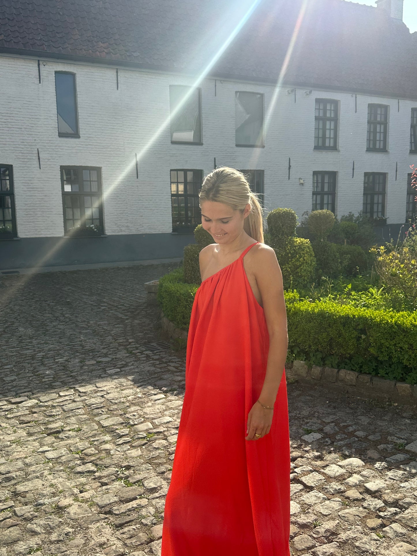 Asymmetrical long dress - Red