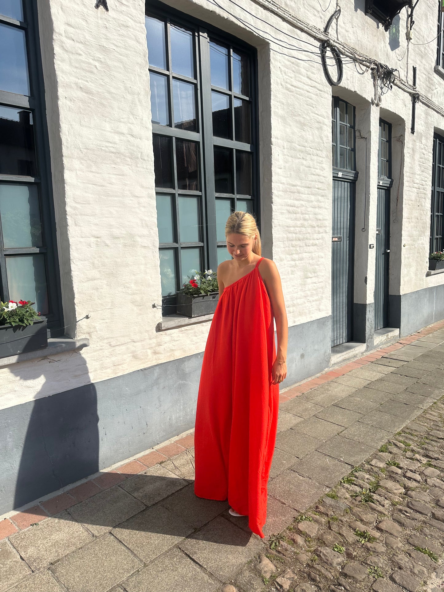 Asymmetrical long dress - Red