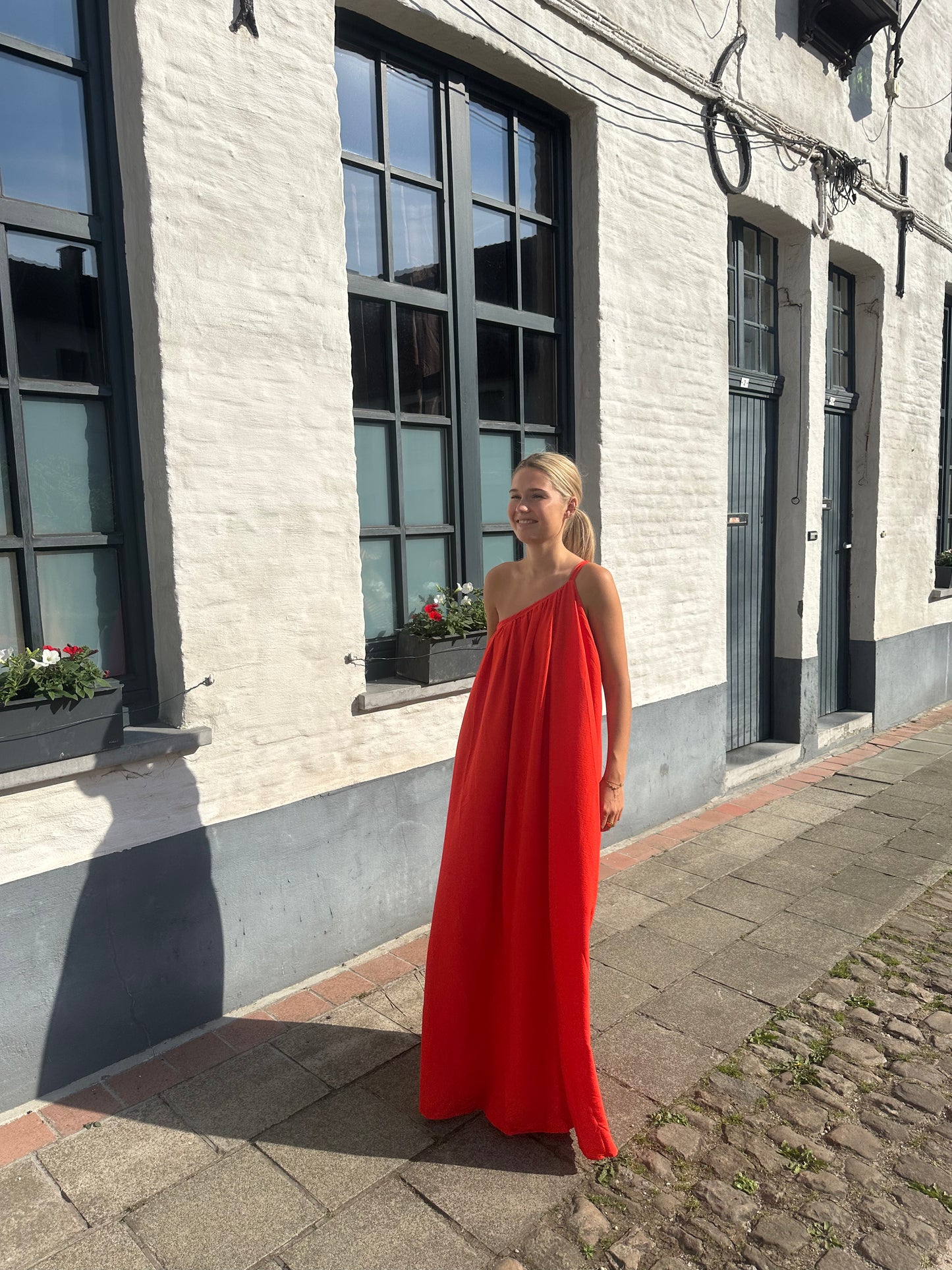 Asymmetrical long dress - Red
