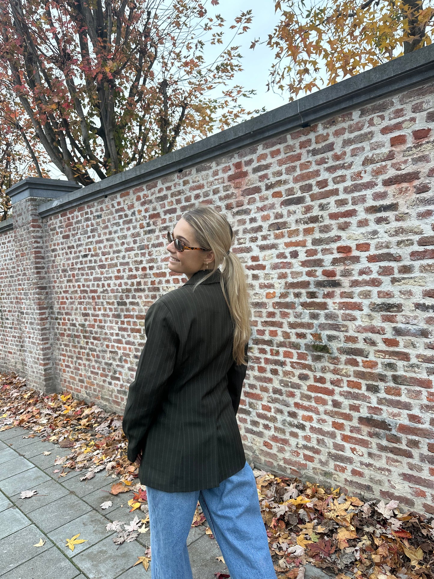 Striped blazer - khaki