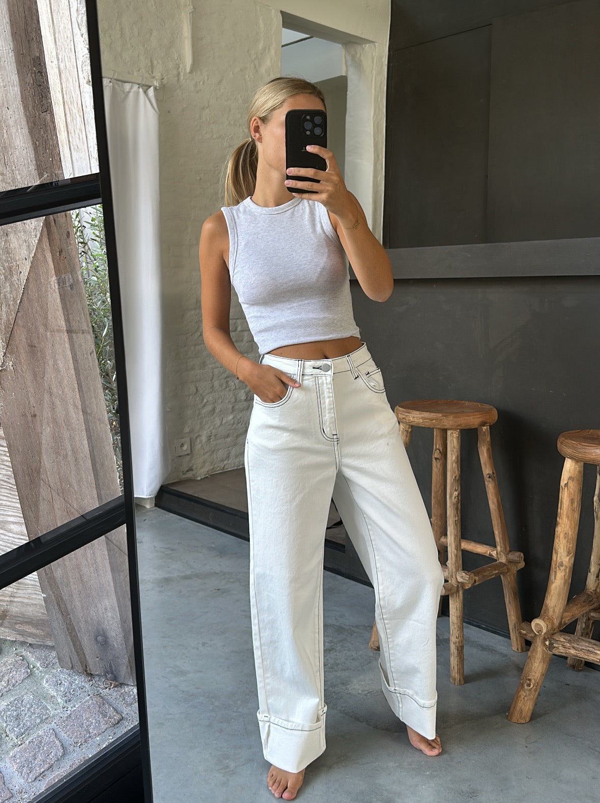 White denim jeans
