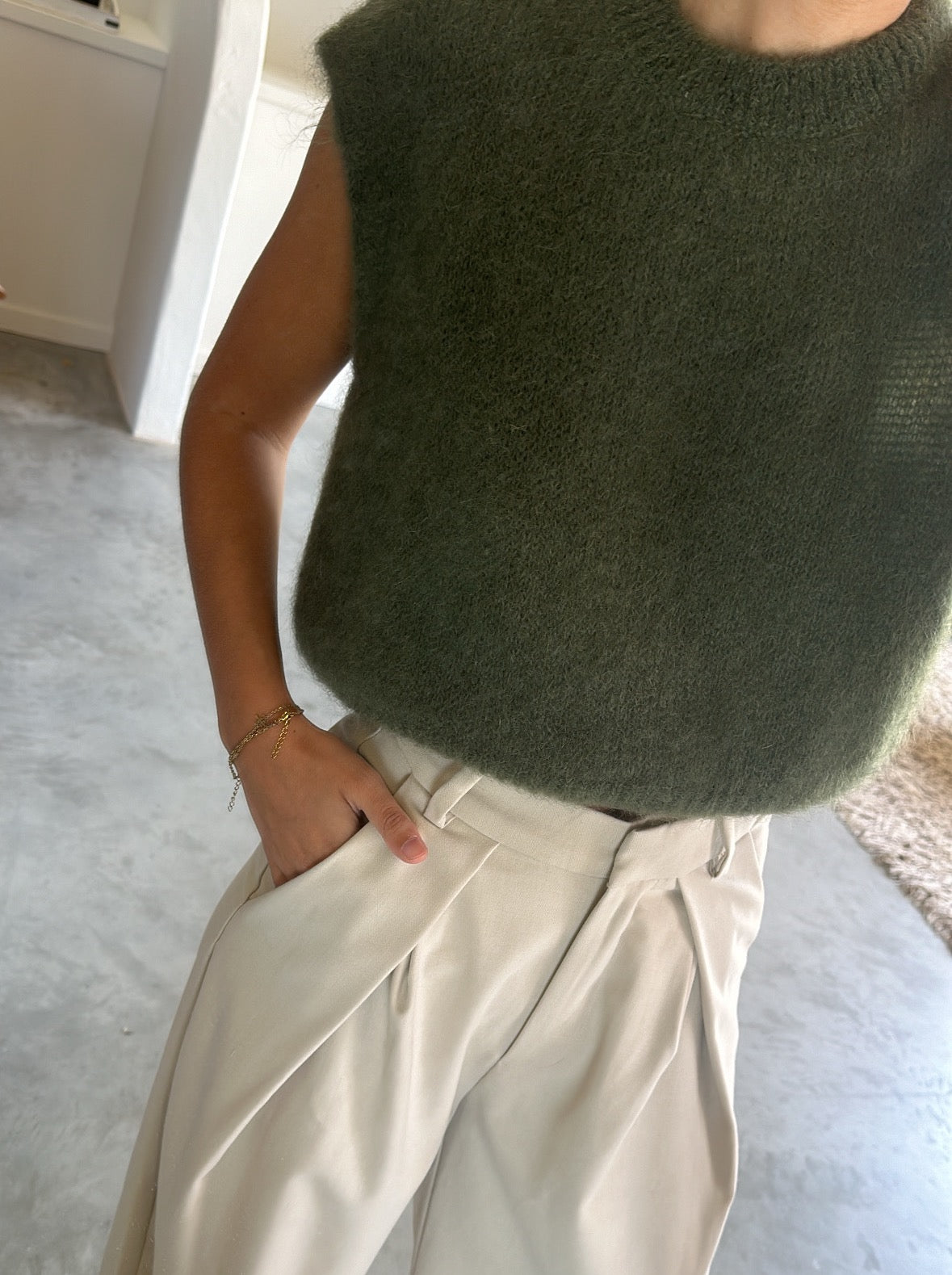 Sleeveless mohair sweater - kaki