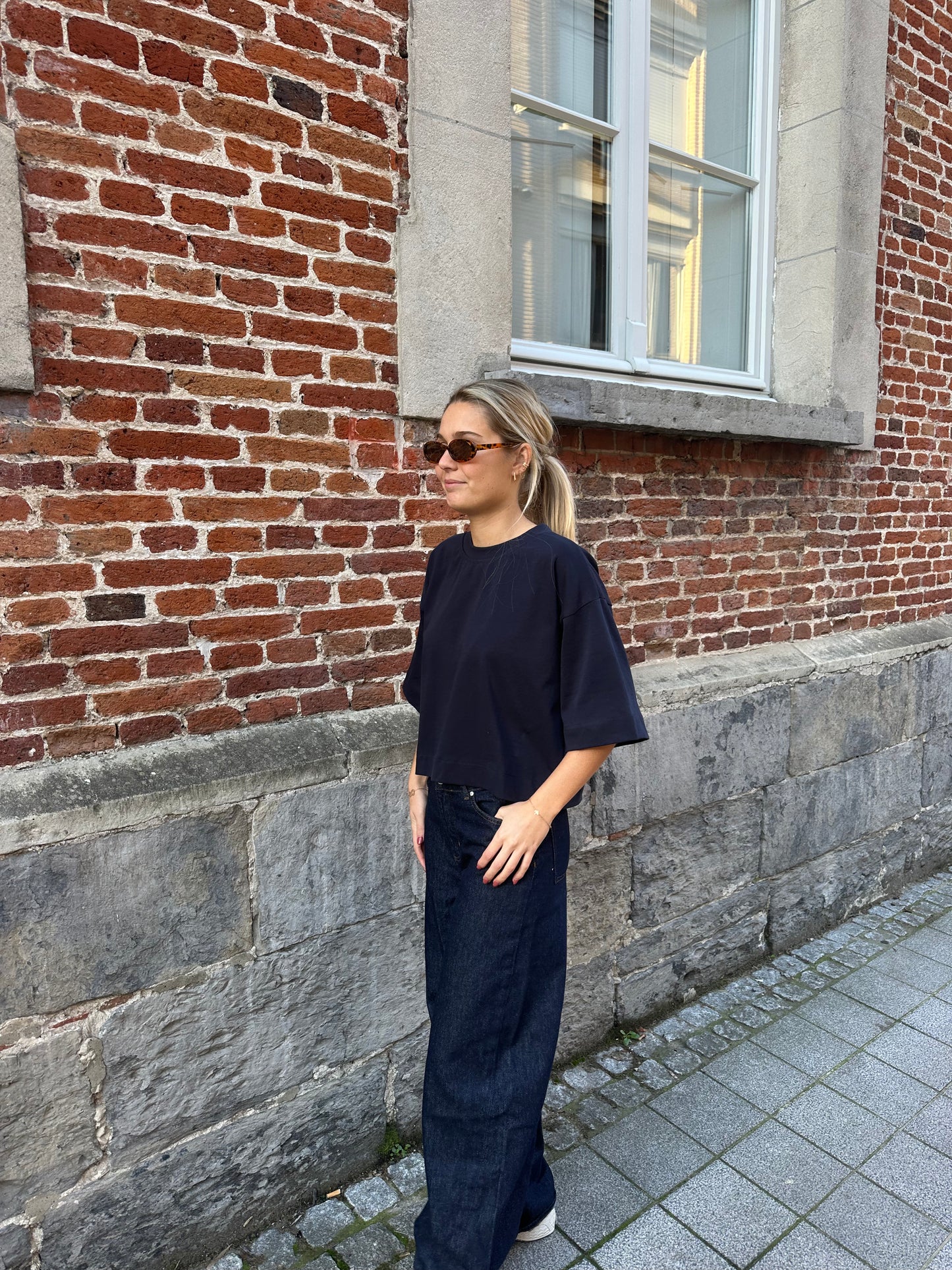 Cropped shirt - navy