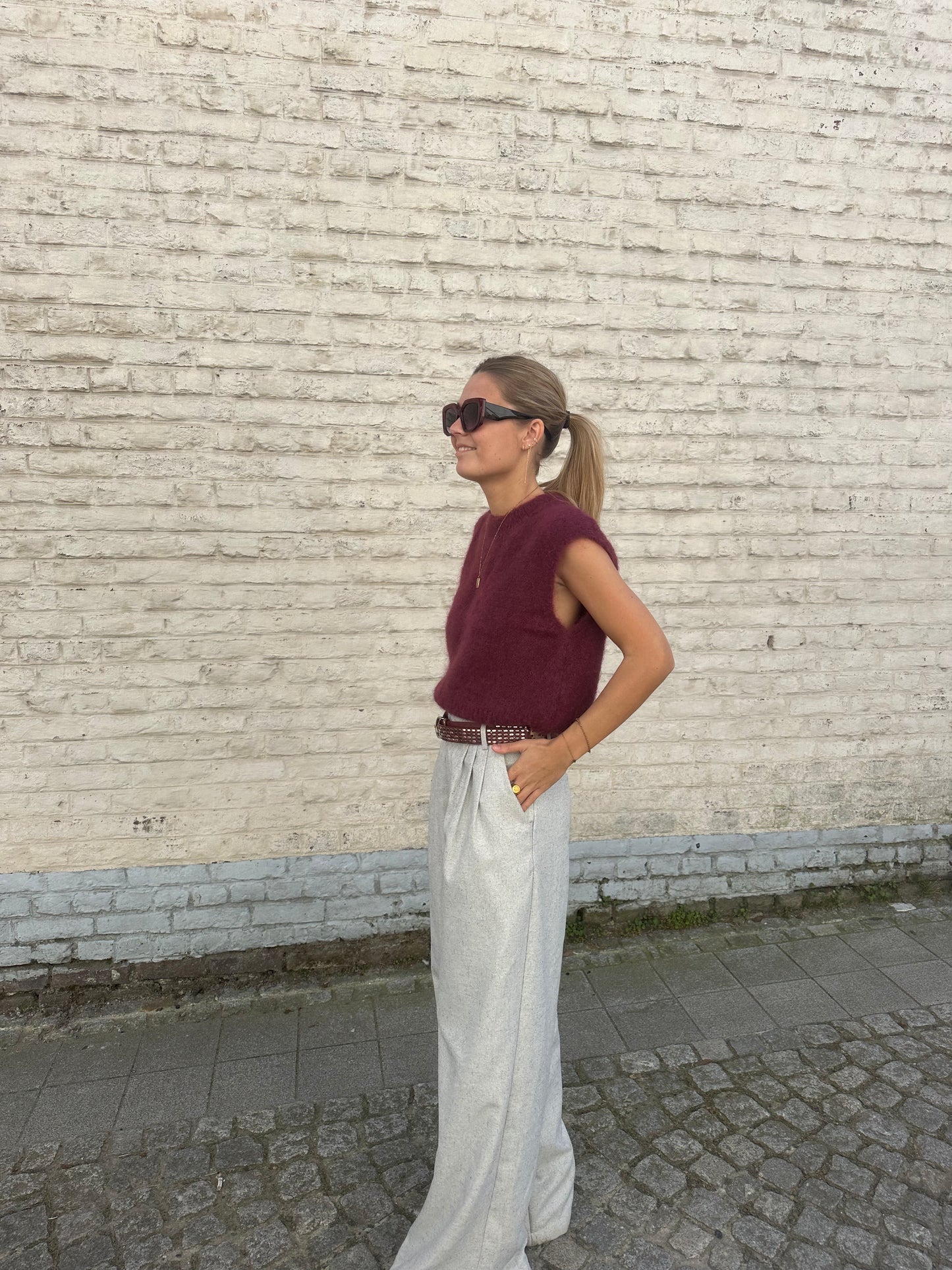 Sleeveless mohair sweater - bordeaux