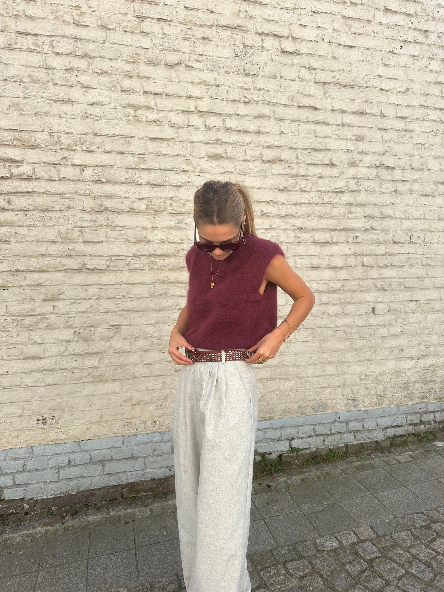 Sleeveless mohair sweater - bordeaux