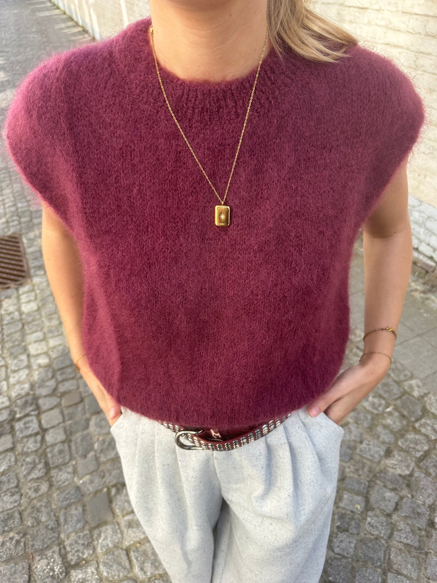 Sleeveless mohair sweater - bordeaux