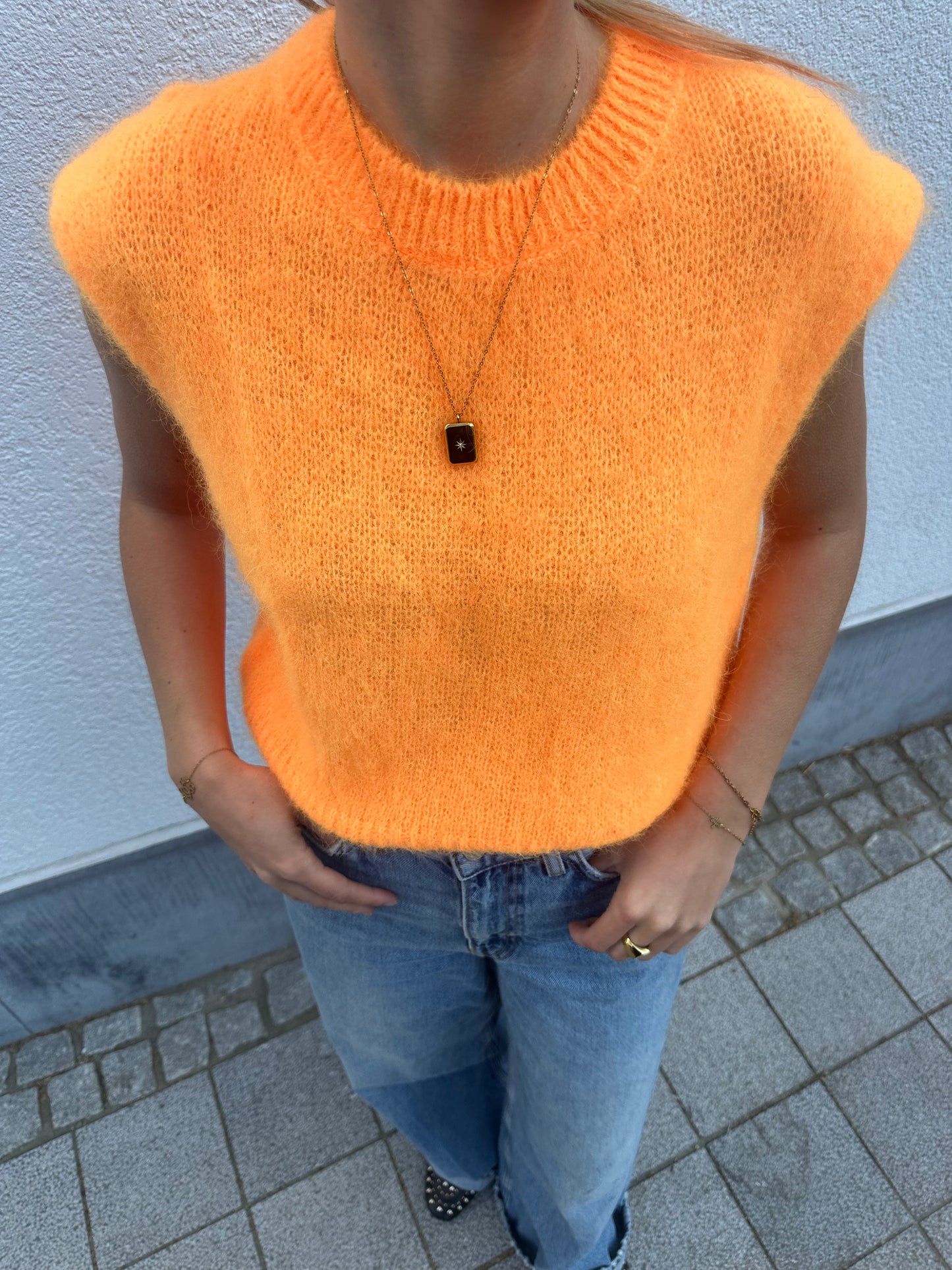 Sleeveless mohair sweater - Orange