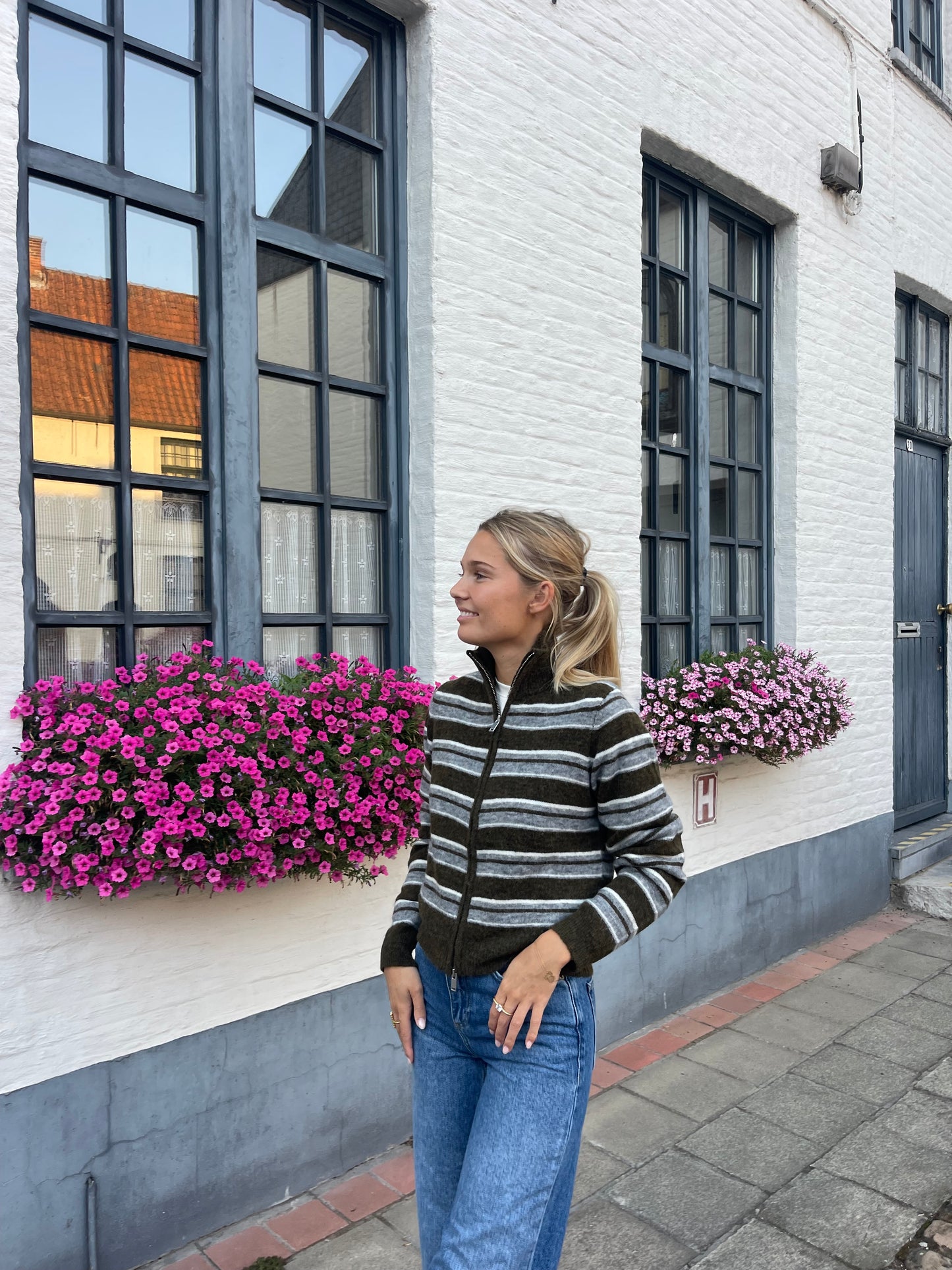 Olive stripe cardigan