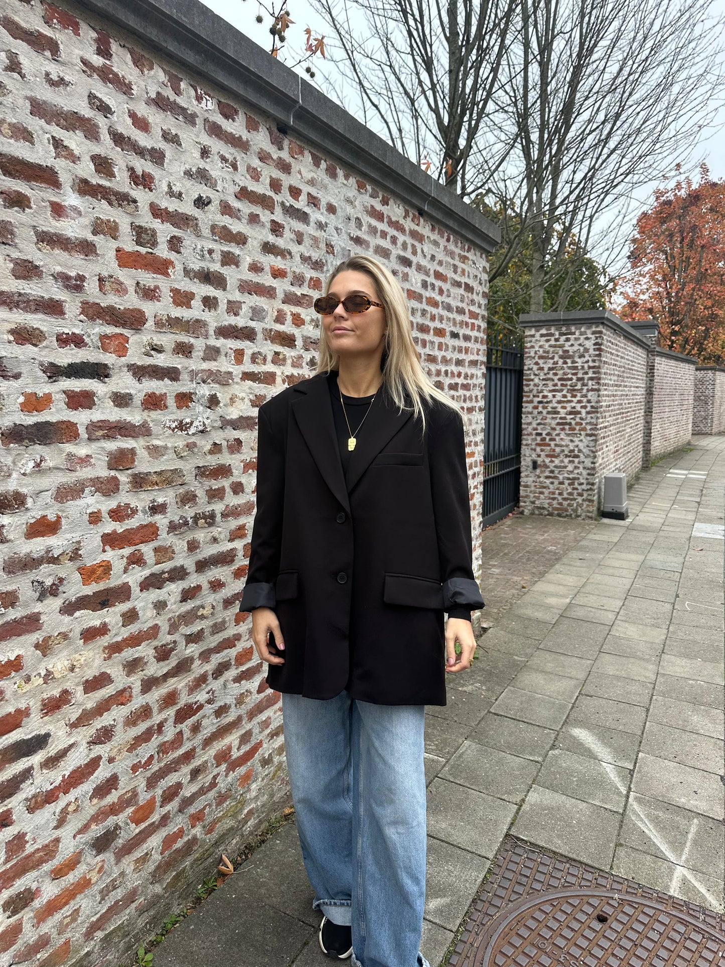 Oversized blazer with open back