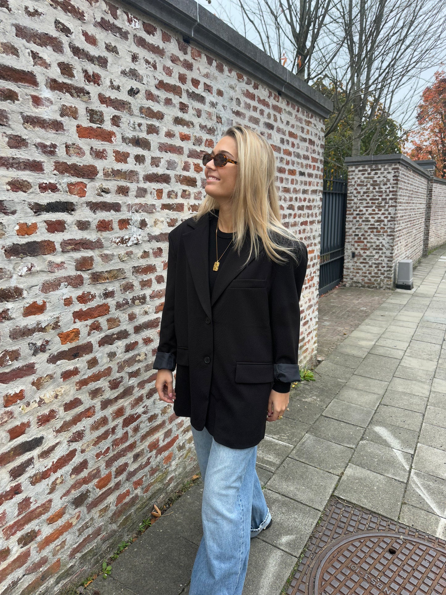 Oversized blazer with open back