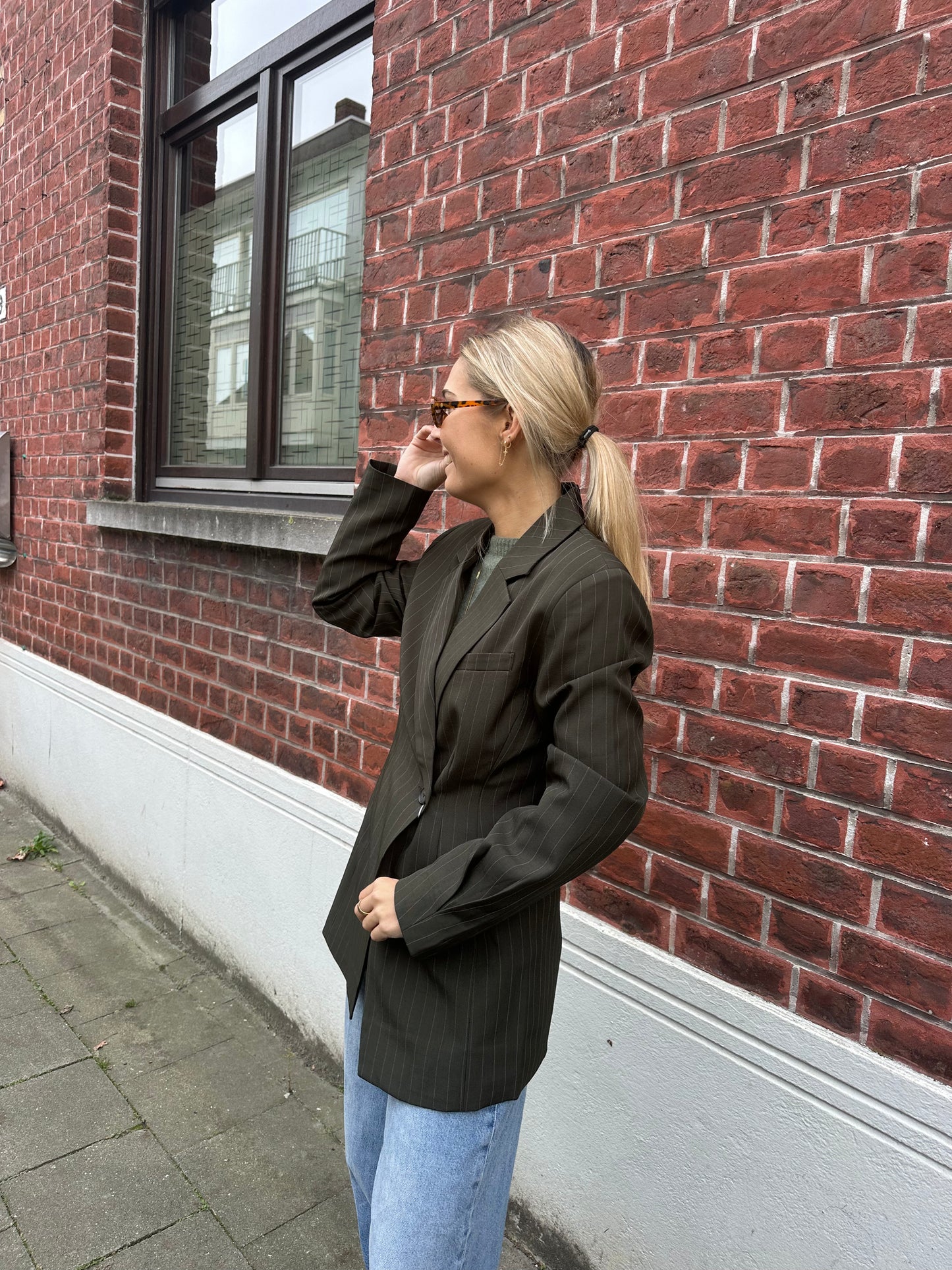 Striped blazer - khaki