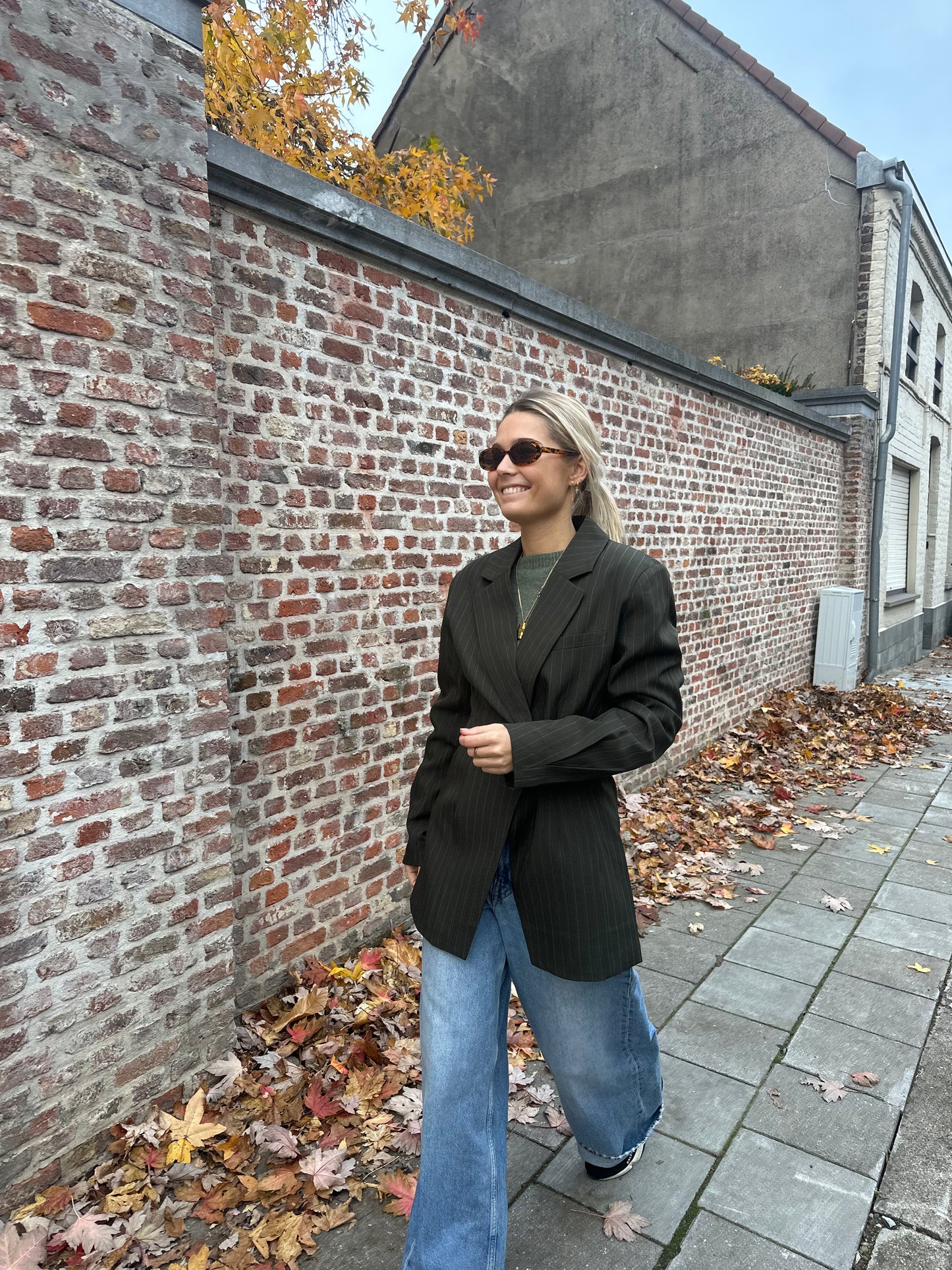 Striped blazer - khaki